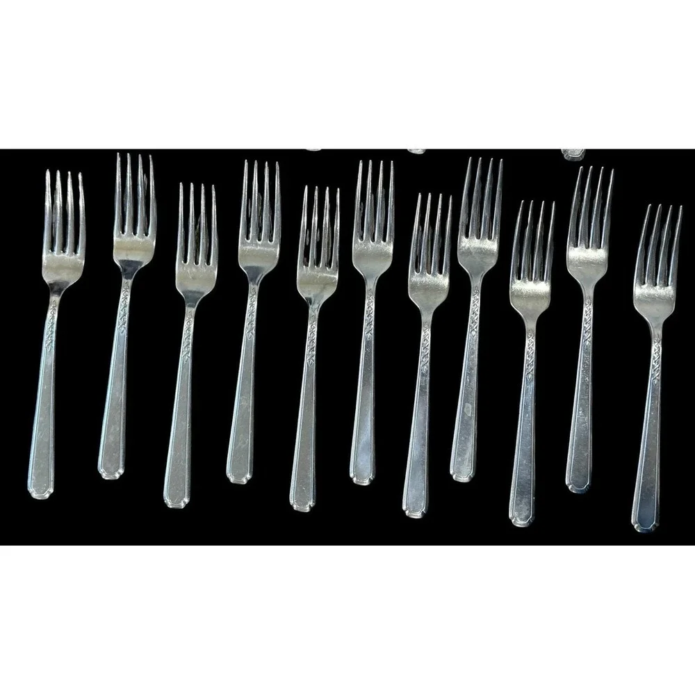 Oneida Flight‎ Criss Cross Stainless Flatware Set 52 Pc MCM Fork Spoon Knife Lot